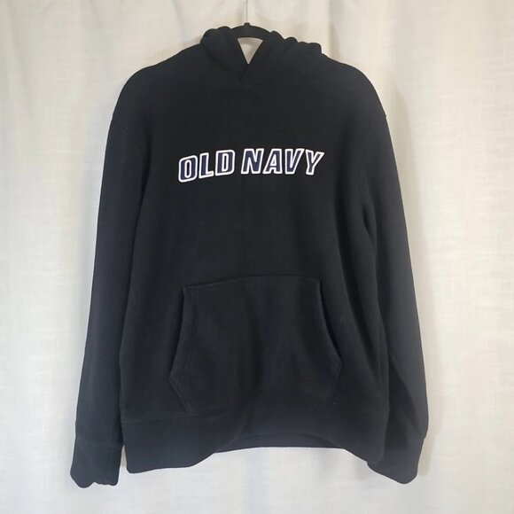 Old Navy Tops - Old Navy Unisex Black Pullover Polyester Hoodie With Kangaroo Pocket-Size: Small